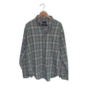 Dockers Plaid Button Down Shirt Men’s Size Large Cotton Green Orange Long Sleeve